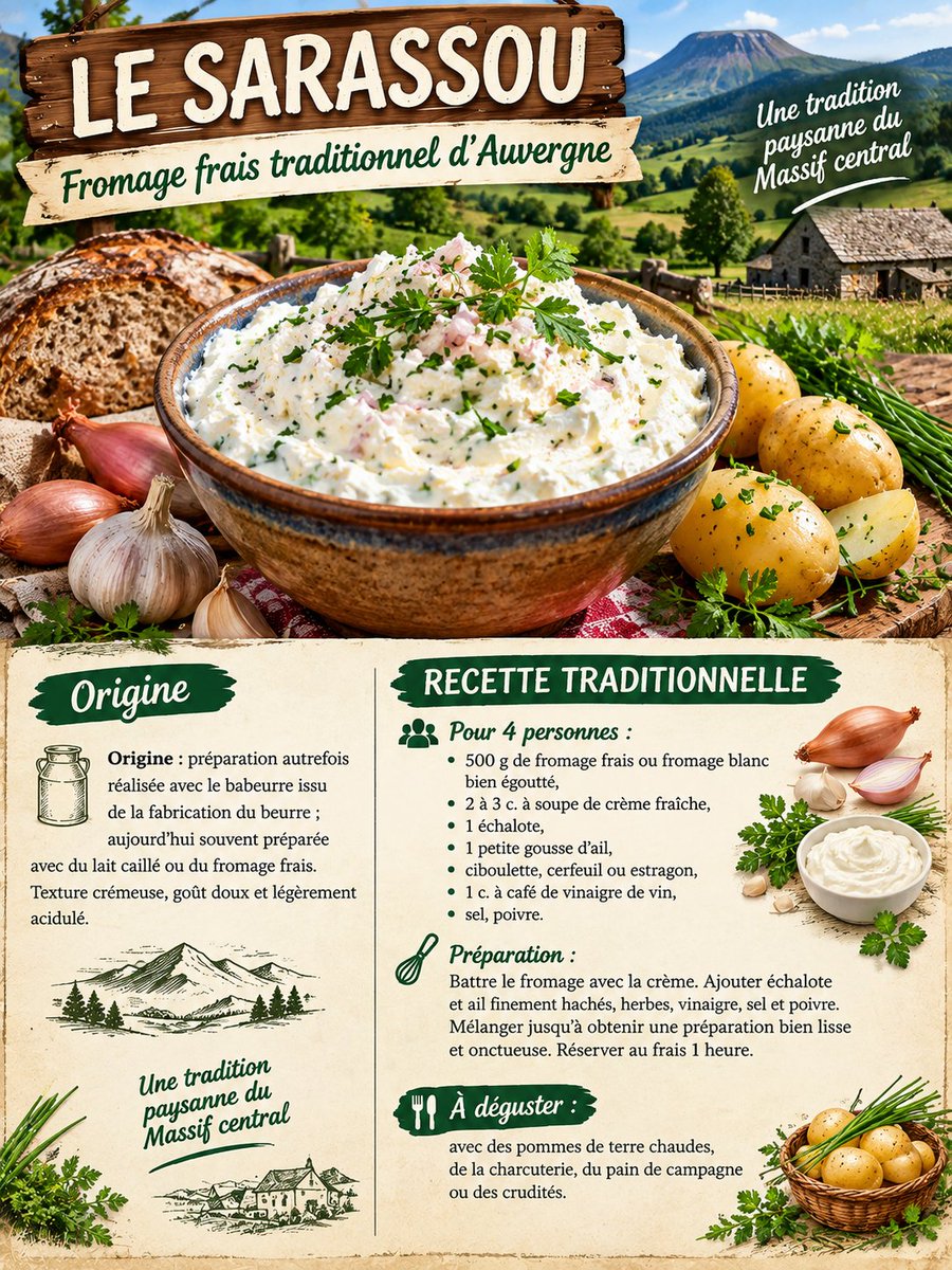 DInfos's tweet photo. Le Sarassou #Forez
Dans la tradition paysanne, on le servait accompagné de pommes de terre à l’eau et de saucisson bouilli pour les plus gourmands https://t.co/GE7JzLP90x