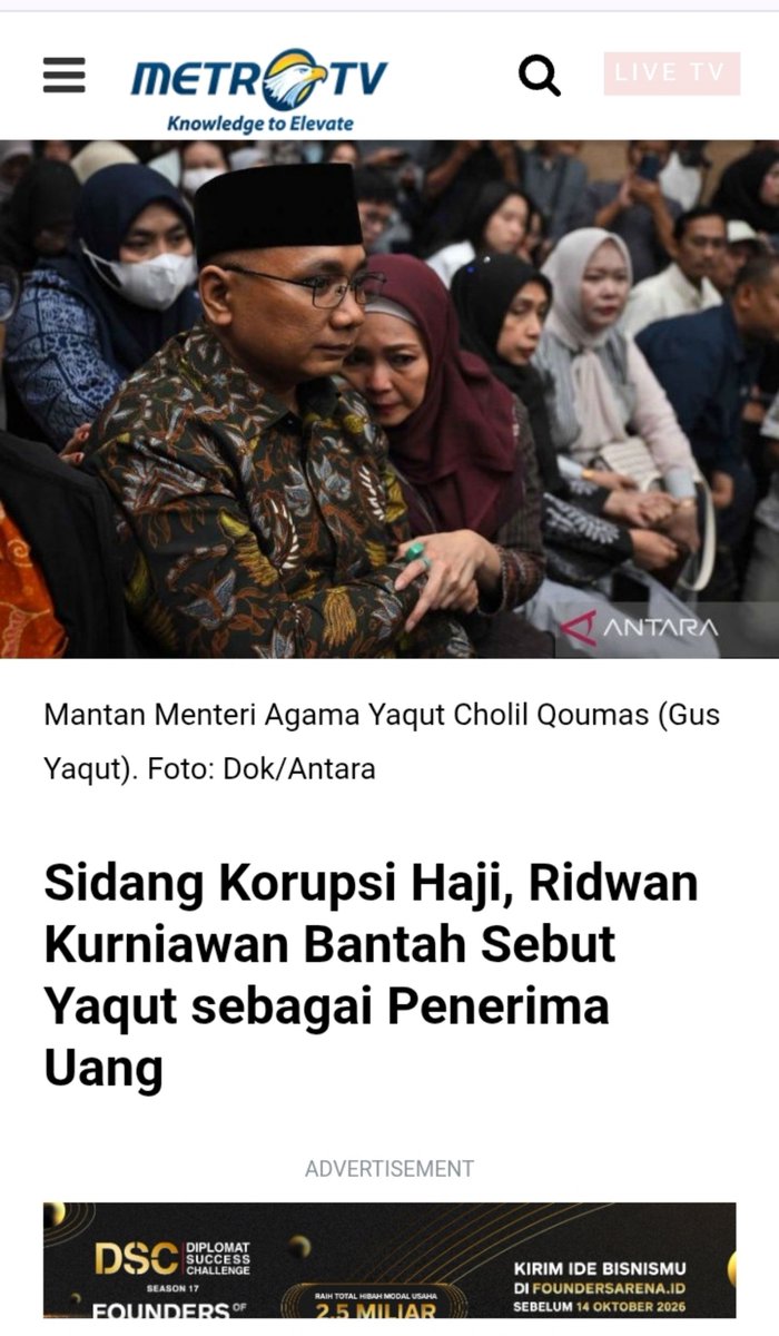 PartaiSocmed's tweet photo. Makin kental saja nuansa politik hukum pada kasus Gus Yaqut ini. Setelah sebelumnya saksi2 KPK sendiri membantah tuduhan KPK, hari ini saksi kunci Ridwan Kurniawan membantah BAP yg dibuat KPK.

Sekedar info: Ridwan Kurniawan adalah saksi yang BAP-nya digunakan KPK utk menjadikan Gus Yaqut tersangka.
