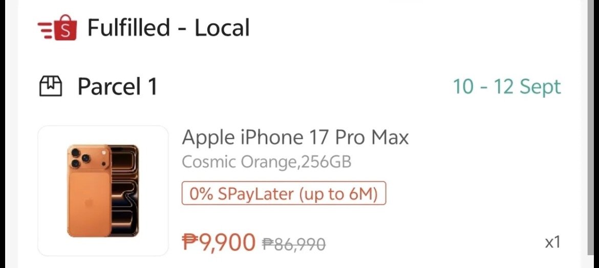 heyitsnang2's tweet photo. Naka-tsamba ako ng sale huhu ₱9,900 lang for an iPhone 17 Pro Max 256GB?! Sobrang steal nito. Abang at habol kayo, basta ako secured na 😂📱✨
https://t.co/jos1koZvBG https://t.co/go3D5P43A1