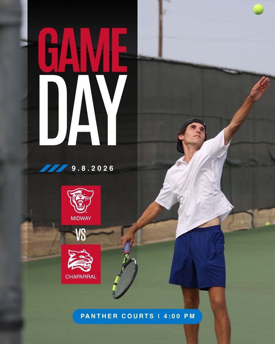 MidwayPanthers's tweet photo. GAME DAY! 🎾

🆚 | Chaparral
⏰ | 4:00pm
📍 | Panther Courts https://t.co/MfyKBp0gcL