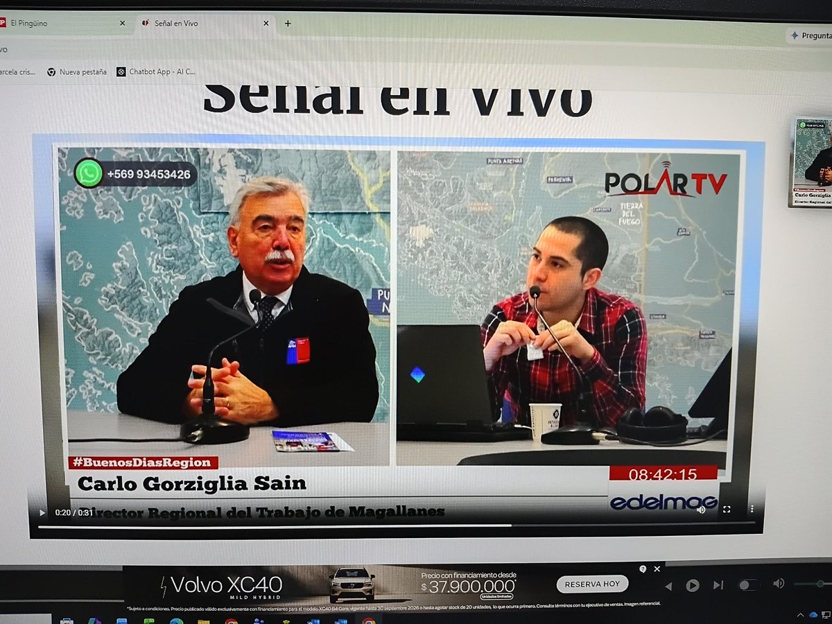 drtmagallanes's tweet photo. Director Regional, Carlo Gorziglia Sain, hoy en vivo en Radio Polar, difunde feriado obligatorio e irrenunciable 18 y 19  septiembre, sector comercio. https://t.co/hCfs49XjPM