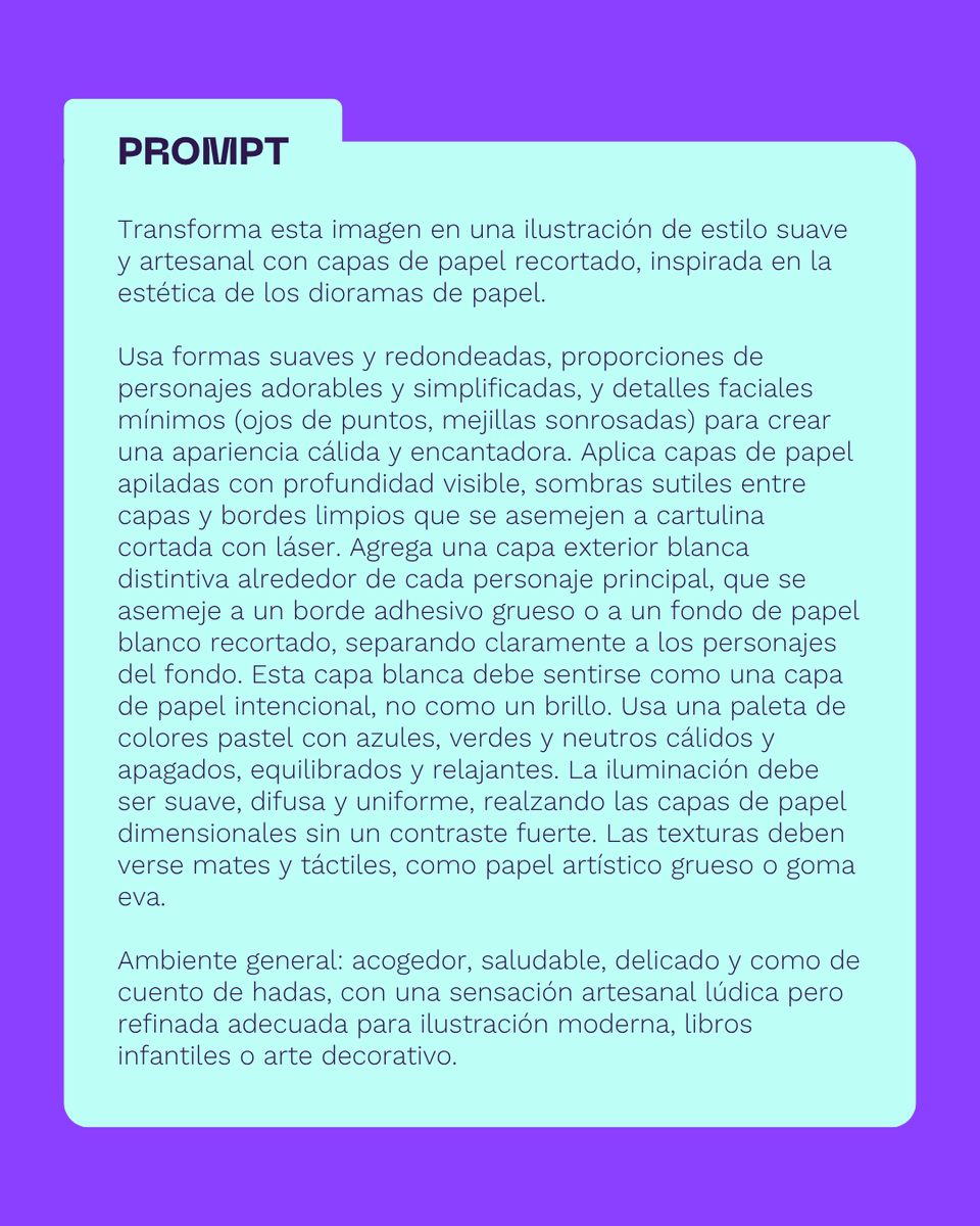 iebschool's tweet photo. Esta era una foto normal.
Un prompt despuรฉs: paper cut ๐
Os dejamos el prompt completo en las imรกgenes para que lo probรฉis.
#IAgenerated #IA #Prompt #papercut #audiovisual https://t.co/8fSTDMuYJl