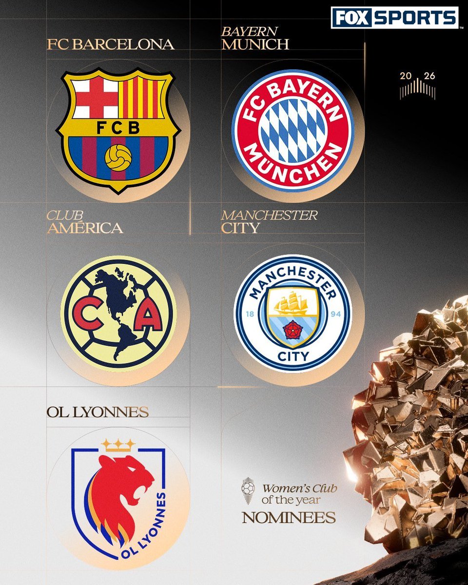 FOXSportsMX's tweet photo. 🚨AMÉRICA FEMENIL, NOMINADO AL BALÓN DE ORO 2026 🦅🔥

✨ ¡Las Águilas están consideradas para llevarse el galardón  como MEJOR CLUB femenil del MUNDO. 

¡Contenderá ante cuadros de élite como Barcelona y OL Lyonnes! 🇲🇽🔥 

🌍La gala será el 26 de octubre en Londres.🌍

🏆🚨👇¡MÁS INFORMACIÓN en el primer comentario!

💻GRÁFICOS: @ballondor 

#CentralFOX #América #BalónDeOro #Barcelona

¡DETALLES!👇💥

https://t.co/6iO0VRvjW0