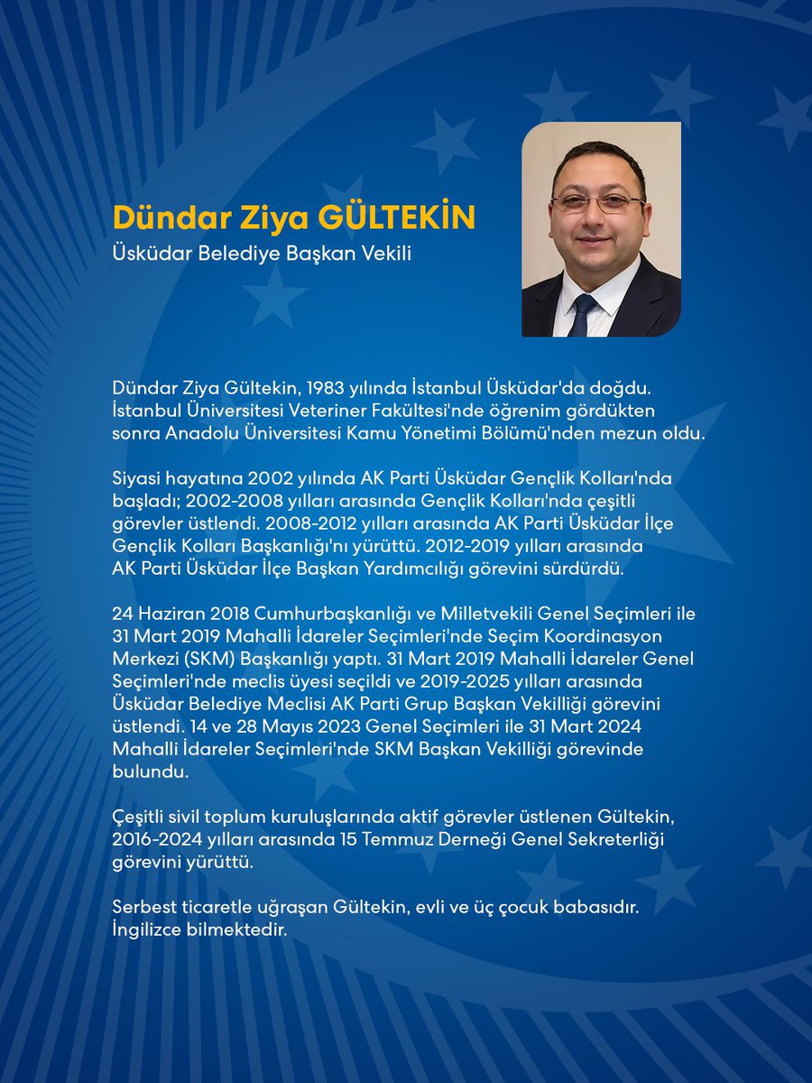 MustafaaGider's tweet photo. Üsküdar Belediye Başkan Vekilliği seçimini kazanan Cumhur İttifakı adayımız Sn. Dündar Ziya Gültekin’i tebrik ederim. https://t.co/tefqzzsOqE