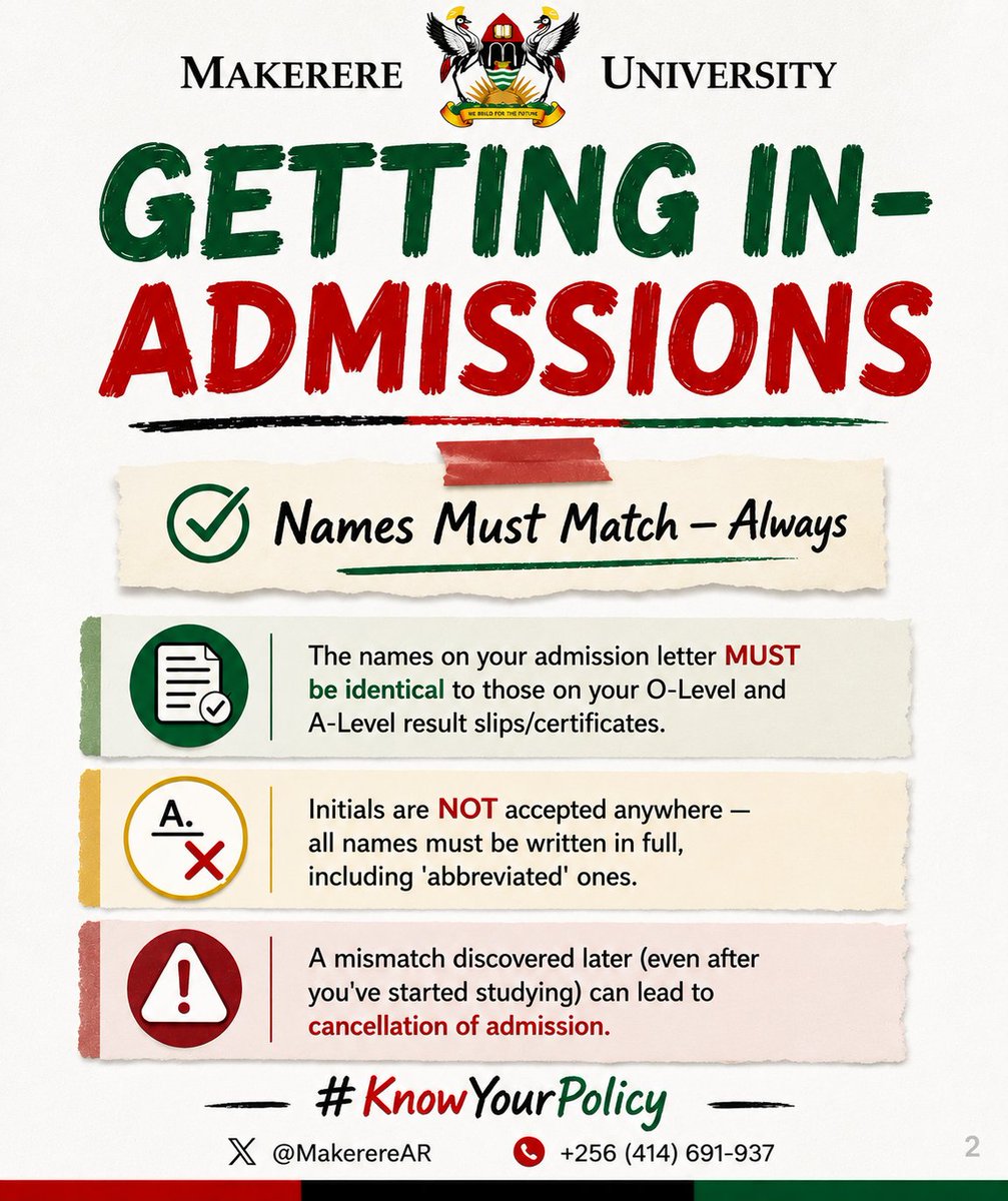 Neena_Elsie's tweet photo. Today's policies speak to;

✨️ Entry into @Makerere 
✨️The purpose of consistency in nomenclature when applying 

#KnowYourPolicy
@DICTSMakerere 
@MakGuild 
@MakerereAR https://t.co/FlPvd31rCD