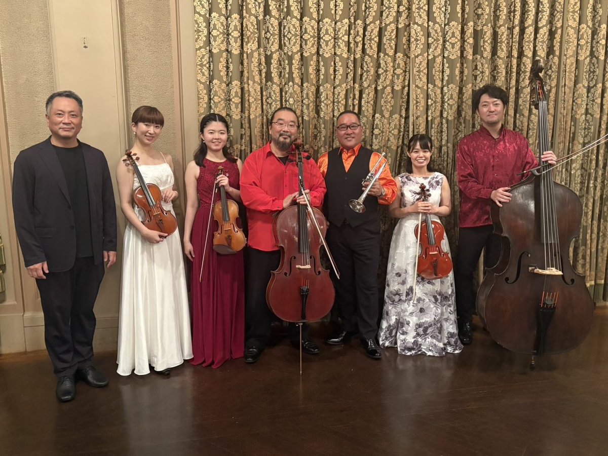 osclassic2026's tweet photo. 【#大阪クラシック 2026 第21公演🎻】

弦楽五重奏にトランペットとピアノという珍しい編成のサン＝サーンス「七重奏曲」がメインの演奏会🎵そのほか、シューベルト「鱒」第4楽章、チャイコフスキー「アンダンテ・カンタービレ」などの名曲も併せてお届けしました✨完売御礼👏ありがとうございました😆 https://t.co/gWAJoIuNpj