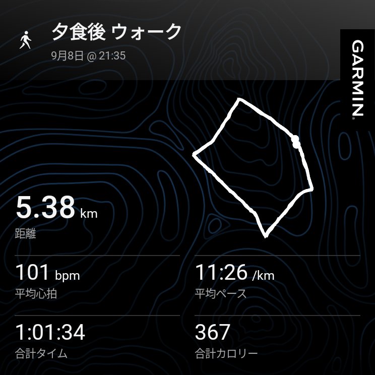 machikun's tweet photo. 連続残業は無理がでてきたので
サクッと帰る。
脳は疲れてても、カラダは動ける４周！
#仕事の疲れ
#整う
#謎回復
#４くるくる
#garmin #beatyesterday https://t.co/iWu3Ogw5q5