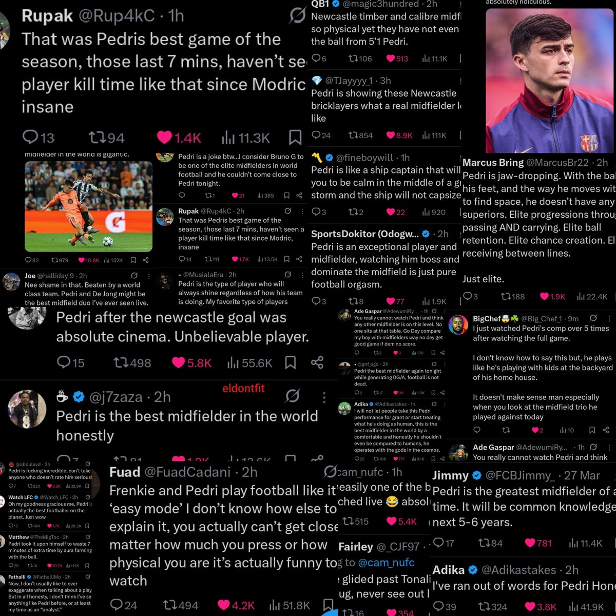 J2ared43's tweet photo. Les anglais quand Pedri avait posé un classique à Saint James Park, ils pensaient regarder dieu jouer au football https://t.co/21gaxmBqvn