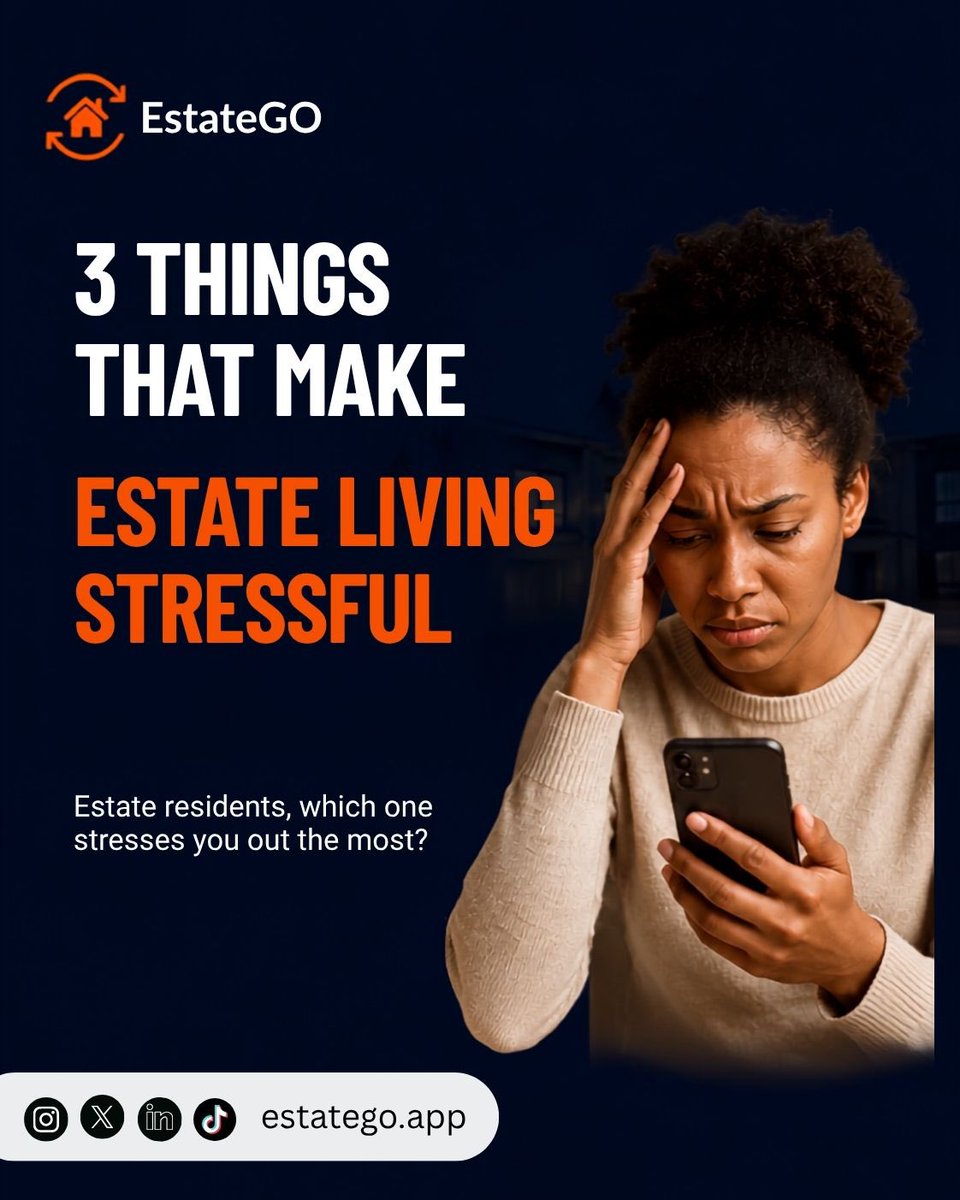 EstateGoNg's tweet photo. Let’s be honest , some things can make everyday estate living more stressful than it needs to be. 

From delayed updates and maintenance issues to finding verified vendors, small
#EstateGO #EstateLiving #SmartEstateLiving #BetterCommunication #PropertyManagement #EstateManagement https://t.co/ECZVboY6VJ