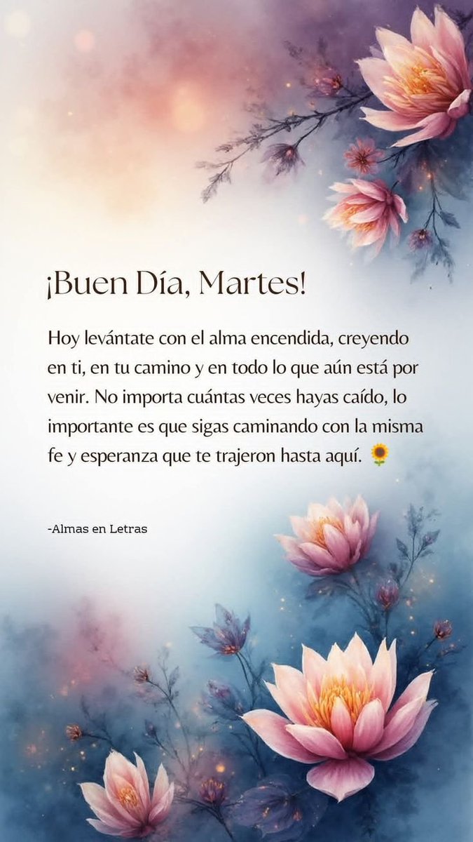 Motivosentuvida's tweet photo. 🔆🌷🌸🌷🐝Martes.🌻🔆🌷🐝☀️🙏🏻❤️

#BuenosDías 
#BuenosDíasATodos 
#FelizMartes
#FraseDelDía 
#DiaPositivo https://t.co/8vcO8eUMB4