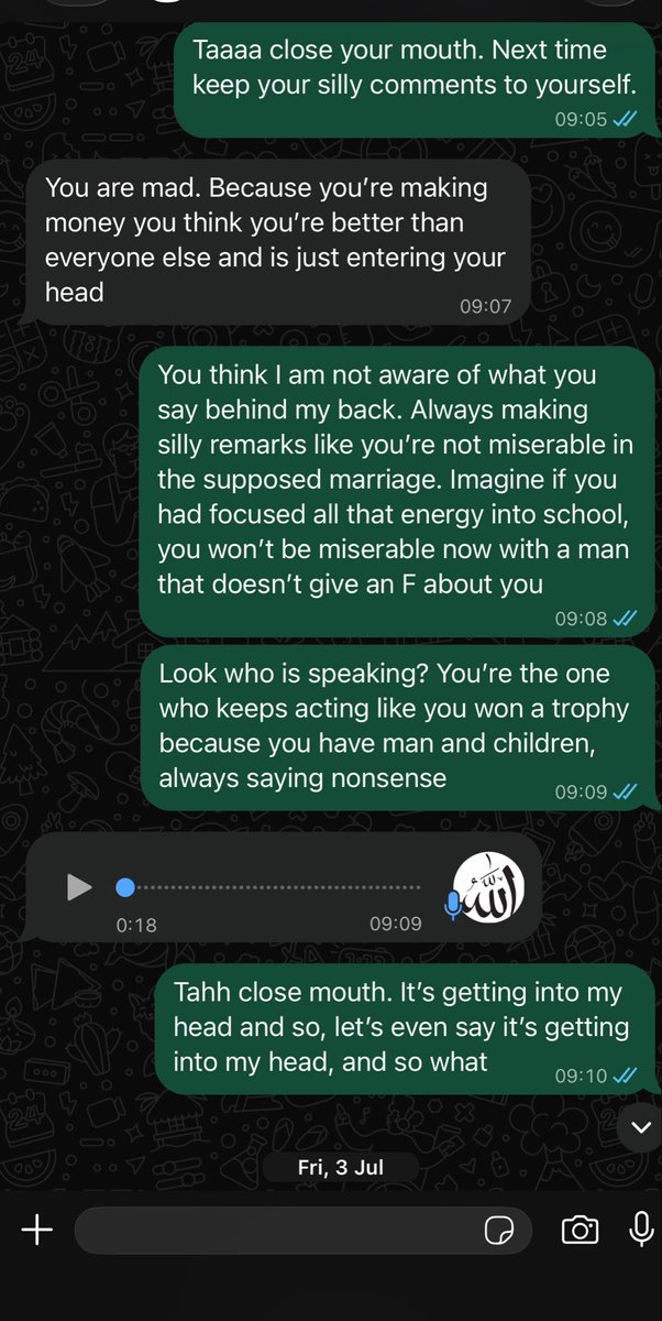 Grace_undiluted's tweet photo. Deleted previously because a mutual said to bury it.

But on a second thought,

I refuse to remedy acquaintance-ship with a foolish woman. 

I refuse to be a woman anyone can shame with marriage.

2 months ago, I took to WhatsApp status to celebrate my big business win and she thought she had an opening to shake me.