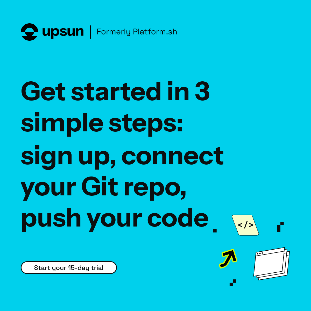 upsundotcom's tweet photo. Get started in 3 simple steps: sing up, connect your Git repo, push your code. 🚀
Start an Upsun trial 👉 https://t.co/UG5GiTX1pb https://t.co/iSYolDg89e