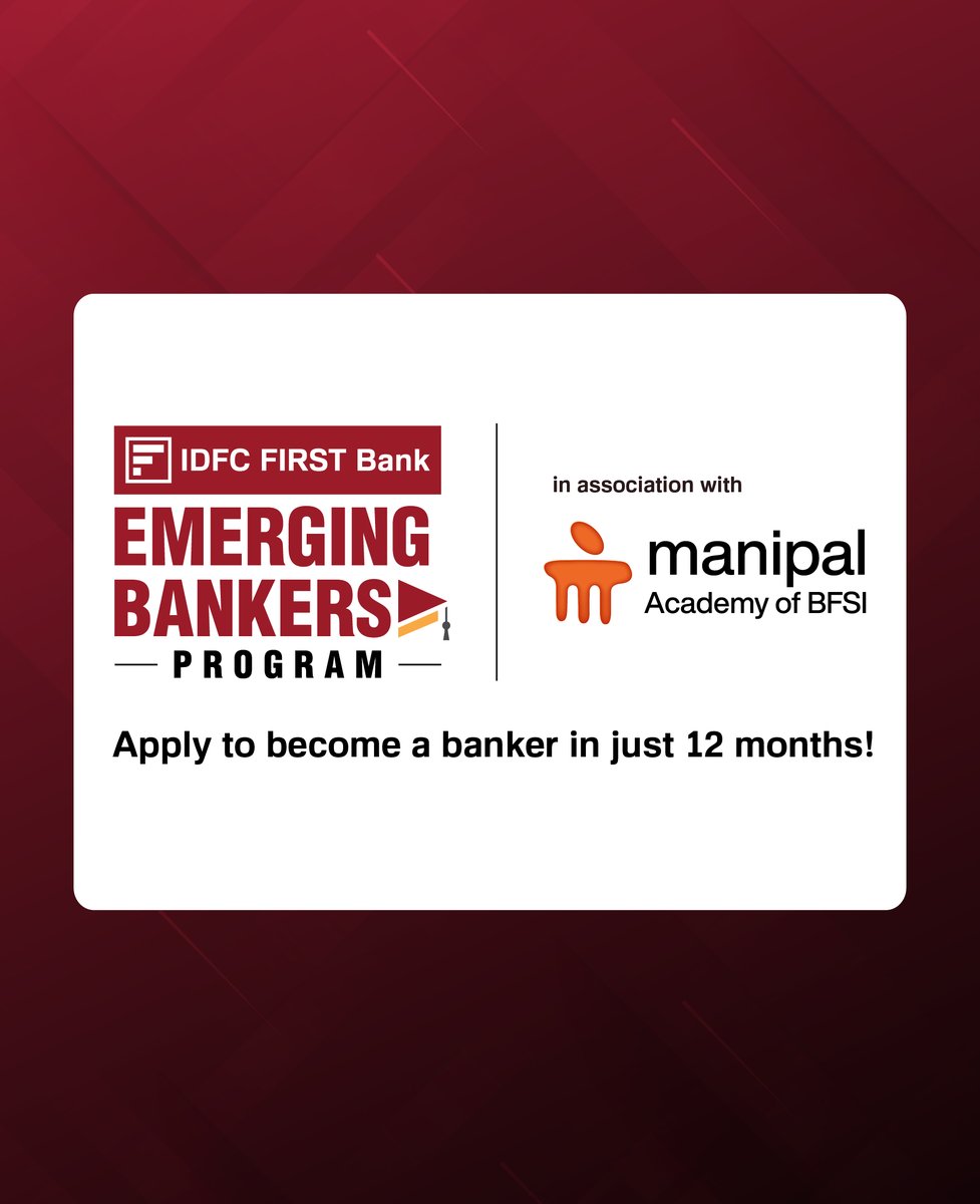 IDFCFIRSTBank's tweet photo. Confidence that turns into performance.

Hear from Abhishek as he shares his journey with the Emerging Bankers Program and his growth as a banking professional.

If you’re ready to learn, grow, and shape your career in banking, this is where your journey begins.

Apply now: https://t.co/HfFREX1Hv5

#EmergingBankersProgram #IDFCFIRSTBank #LearningToExcellence #CareerJourney #CareersatIDFCFIRSTBank #AlwaysYouFirst #BankingCareer #BFSI #JoinUs