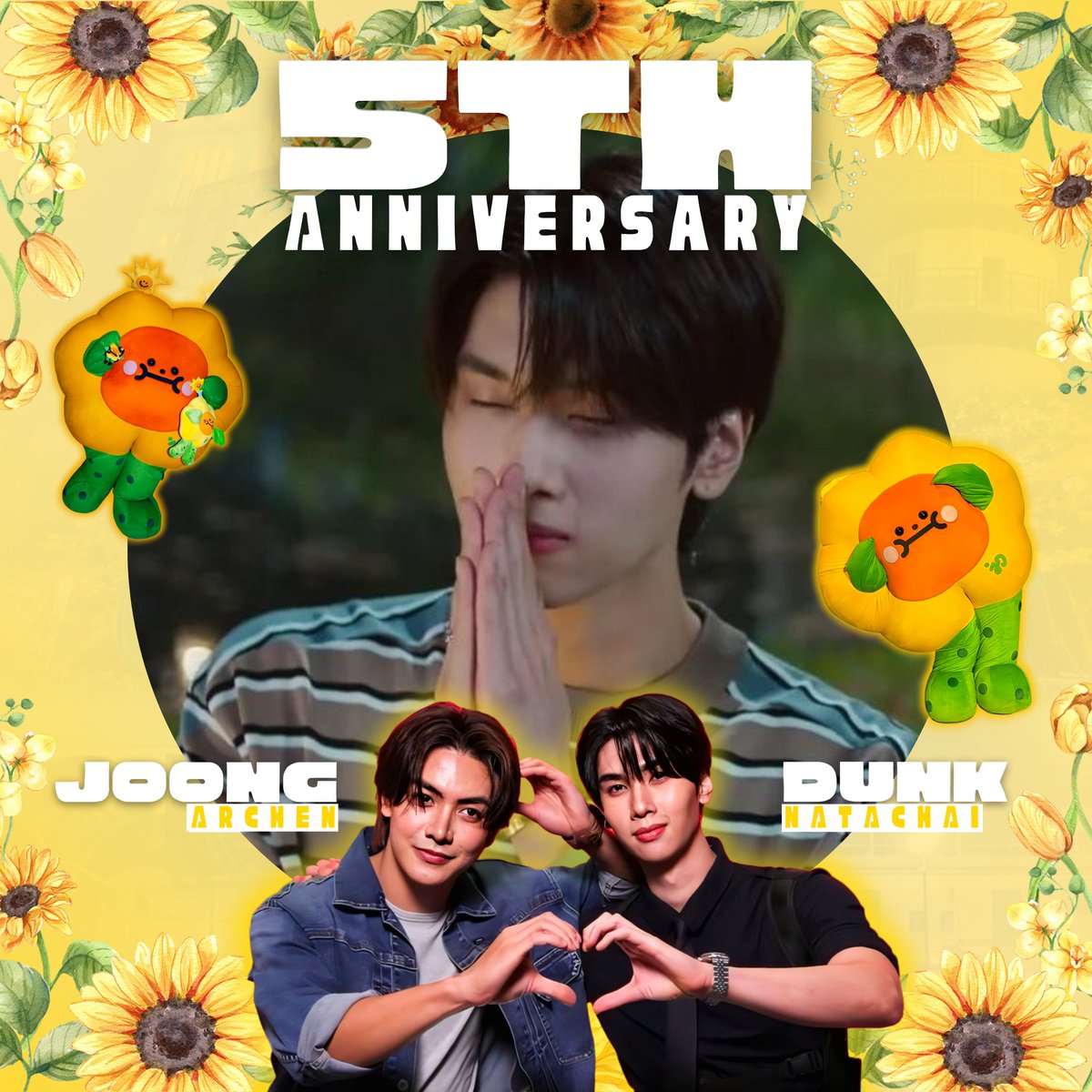 thaipiniormocph's tweet photo. 5 YEARS &amp; STILL COUNTING!!!🌻💛

Painting our profiles in sunshine as we celebrate JoongDunk’s 5th Anniversary🌻🫶

Join our DP Blast now!!! 

https://t.co/CSsh1D8iYR
https://t.co/CSsh1D8iYR
https://t.co/CSsh1D8iYR

#JoongDunk5thAnniversary #ThaiPiniOrmoc https://t.co/jowXvTht4k