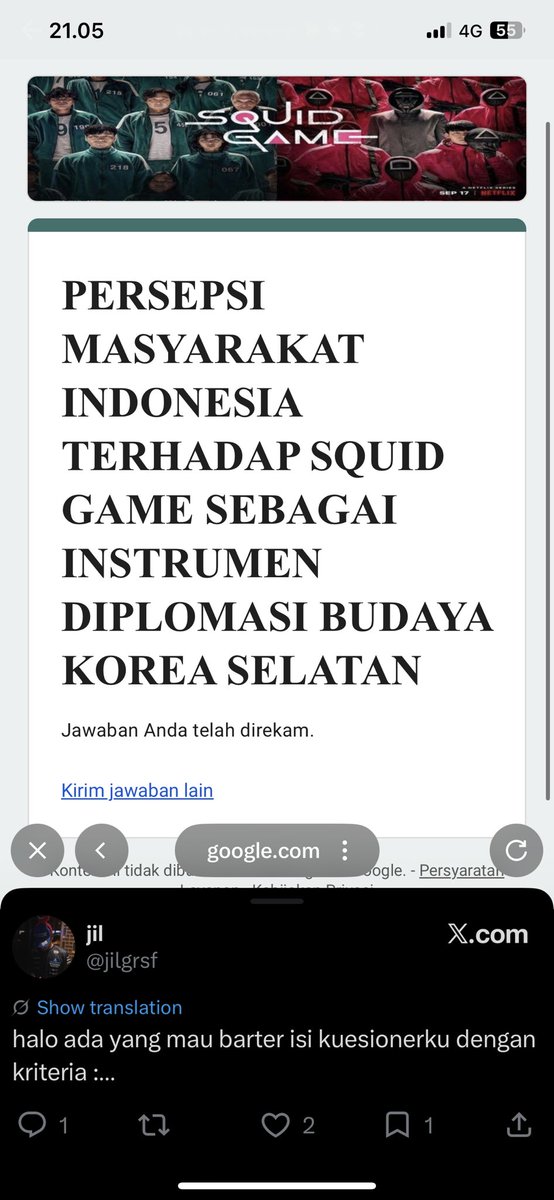 ordineaa's tweet photo. @jilgrsf done ya kak, tolong bantu isi kuesioner saya juga ya kak https://t.co/VUiivo4Qja ini linknya https://t.co/YEfKQUGI3b