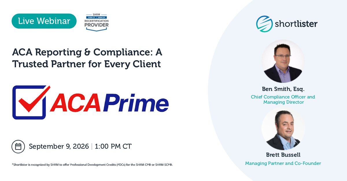 myshortlisterHC's tweet photo. 🚨Last call to register and understand who ACAPrime is, who they serve, and what sets their approach apart from traditional ACA software and reporting modules.
Register today for the webinar and see what a true ACA compliance partner looks like.

Register:
https://t.co/zsn9fEszhW https://t.co/12eHms3jgE