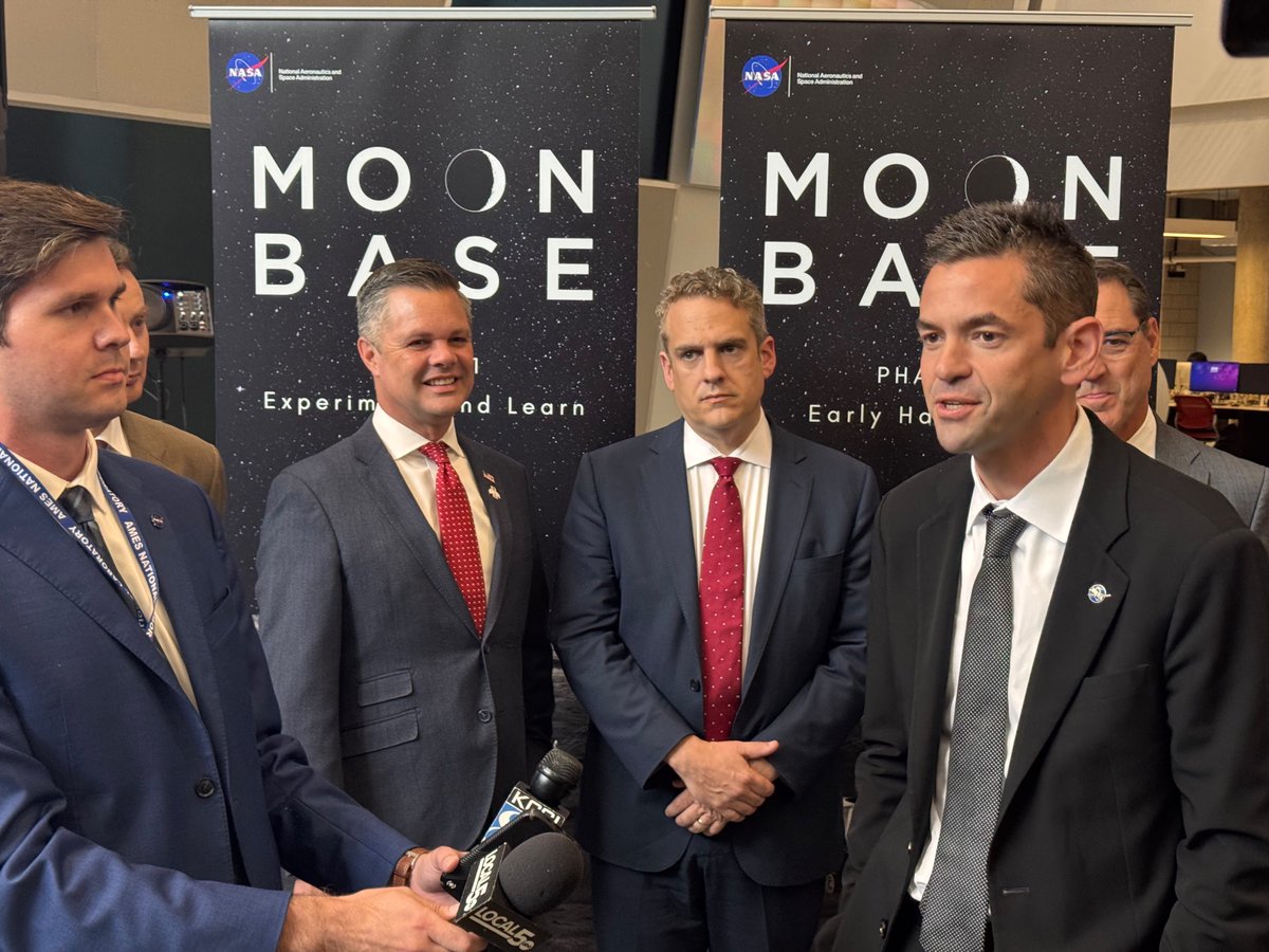 ZachNunn's tweet photo. The future of American space exploration is taking shape at @IowaStateU.

Great to welcome @NASAAdmin and @ENERGY Deputy Secretary Danly to Ames today as @NASA prepares to build Phase 1 of humanity's first permanent lunar outpost. The engineers and innovators being trained at Iowa State are helping build that future, and they'll carry it all the way to the Moon.