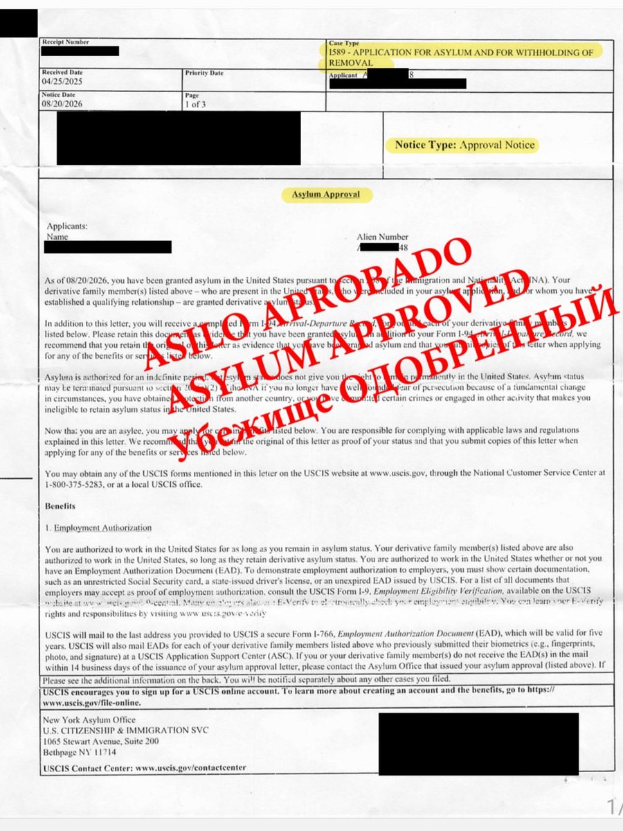 Gursoylaw's tweet photo. 🚀 ¡Asilo afirmativo aprobado sin ir a corte!
​Acabamos de asegurar una aprobación directa en la Oficina de Asilo para nuestro cliente, ¡evitando la corte de inmigración por completo!
​Con más de 25 años de experiencia en inmigración federal, en Gursoy Law Firm luchamos por tu futuro.
​📍 Brooklyn: 718-568-8310
📍 Miami: 305-990-8258
​#AsiloAprobado #AbogadoDeInmigracion #GursoyLawFirm #USCIS #InmigracionFederal