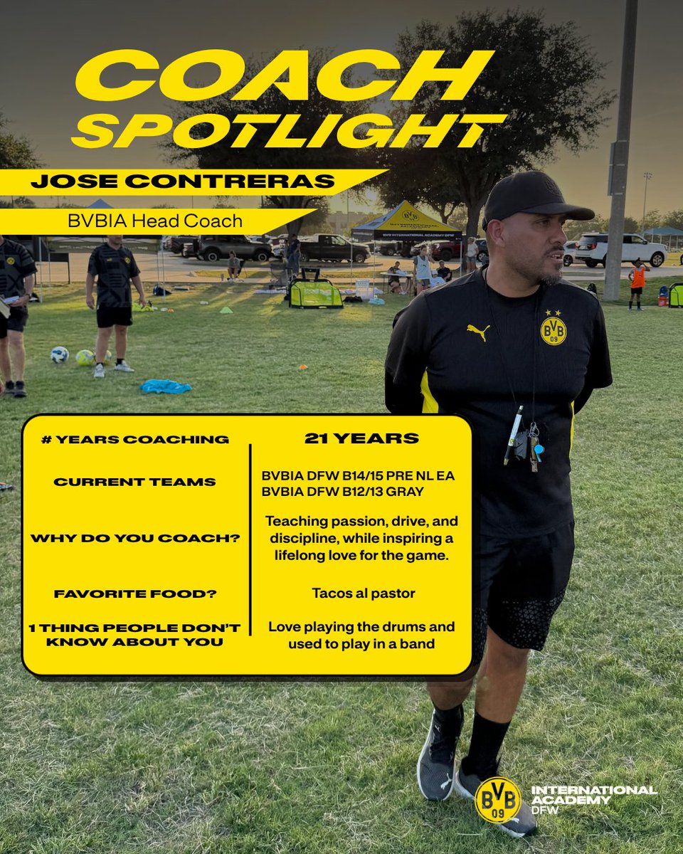 BVBIADFW's tweet photo. COACH SPOTLIGHT ⚡ Rapid-Fire Q&amp;A with Coach Jose Contreras

21 years of coaching experience and currently holding down the fort for our teams! 

Check out the graphic for his full rapid-fire breakdown ➡️ 

Drop some love for Coach Contreras in the comments! 👇 https://t.co/5ngDghhlPN