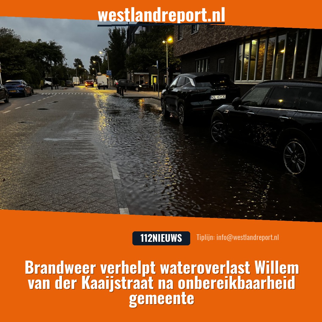Brandweer verhelpt wateroverlast Willem van der Kaaijstraat