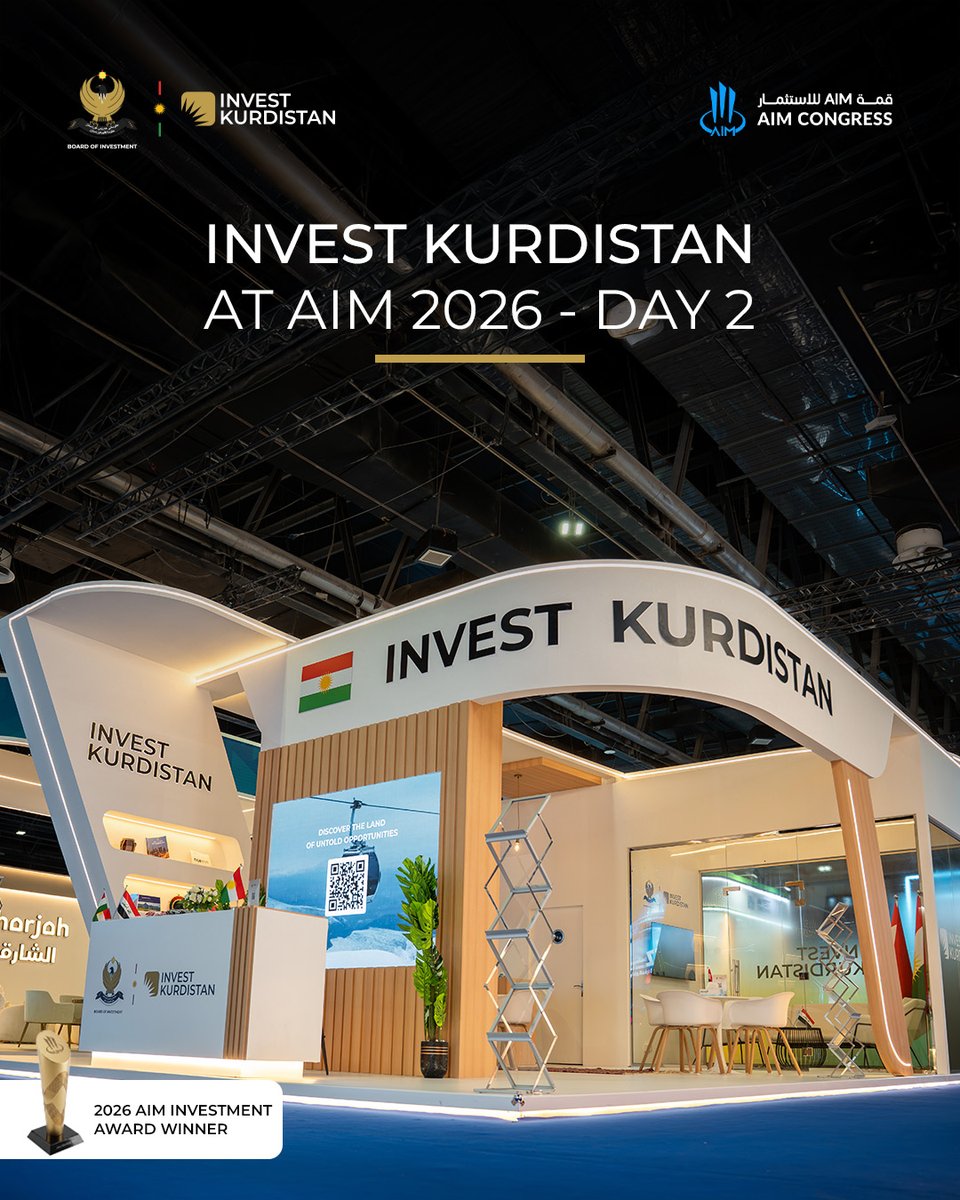 InvestKRI's tweet photo. The momentum continues! Day 2 at #AIMCongress is officially in the books for Invest Kurdistan.
20+ strategic meetings, Key investor matchmaking 🌍 Driving real economic growth
Catch us at our pavilion tomorrow for Day 3 in Dubai! 🇦
#InvestKurdistan #Dubai #Investment https://t.co/qQmgnswRuv