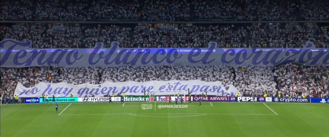 theMadridZone's tweet photo. 🚨⚪️ BERNABÉU TIFO:

“My heart is white and there's no one who can stop this passion.” https://t.co/jfLDGHjlv5