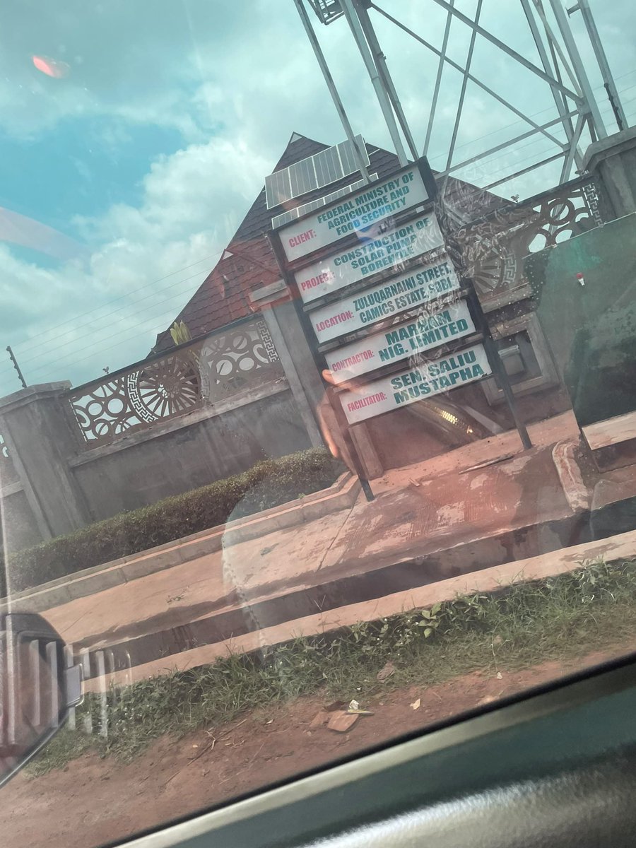 RealBushariSMA's tweet photo. EXPOSED: Senator Saliu Mustapha diverts community water project to personal aide's house while hundreds of villages yearn for water in Ilorin East

Lawmaker representing Kwara Central at the senate, Senator @RealMallamSaliu Mustapha, has been exposed for diverting a constituency project to a personal aide's house, thereby denying other constituents access to safe water in the community.

Sited at Zulukarnain street at Camics Estate, Sobi, the solar pump borehole is dug and installed inside the house of Mrs Khadijah Eyitanwa Lawal's house. 

Eyitanwa serves as Media Assistant on Broadcast Media to the senator since 2024. 

This project should have provided water to a whole community, but access to it is largely cut out due to the diversion to a fenced and gated house belonging to Saliu's aide and her husband. 

The project alledged cost over N30 million. 

Several people have started querying the decision. 

It is immoral and unfair to put a public project in a private property of a close aide. 

It is said that any of the hundreds of villages across Asa, Ilorin East, South and West could have been captured and benefitted from the project, thereby solving water problems at the grassroot.
