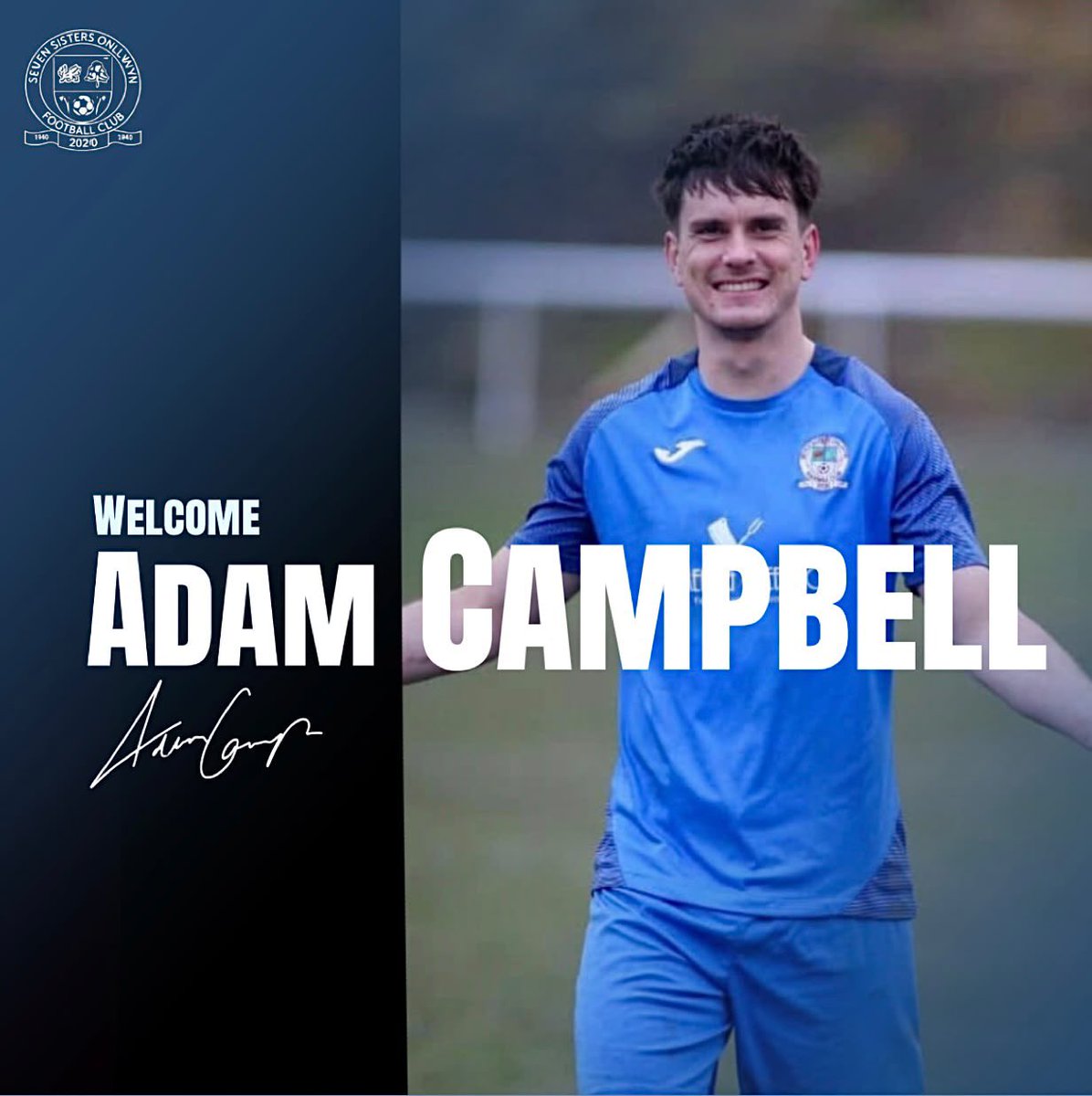 7SistersOnllwyn's tweet photo. We delighted to welcome @AdCamz back to 7SO ✍🏻🔒

The striker who has 43 goals in 51 appearances for the club will be back in 🩵💚 for the 26/27 season

Adz will go straight into the squad for Friday night’s trip to Taffs Well. 

Welcome back Adz 🤝🏻

💙💚 https://t.co/64KFkTVy4r