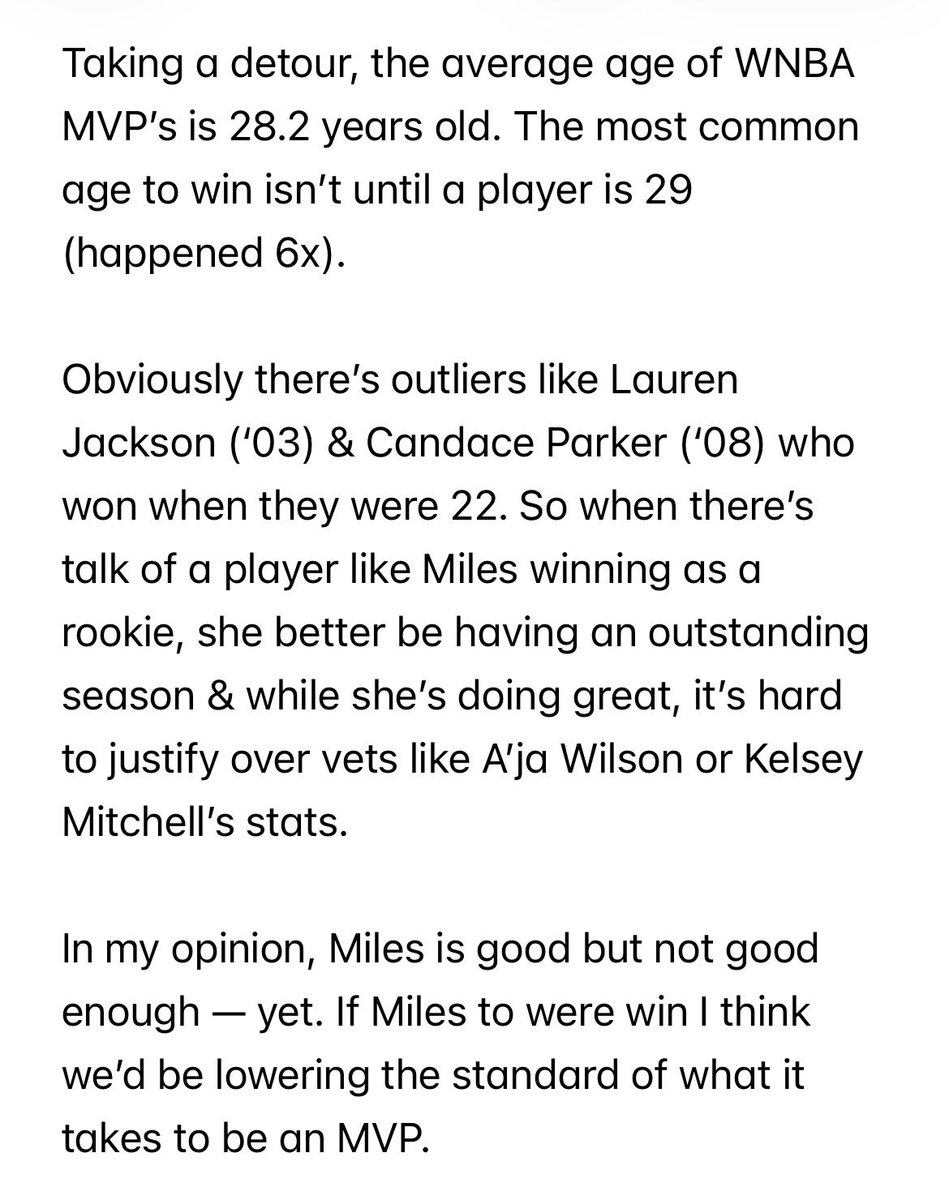 disbro_17's tweet photo. Aging like fine 🍷: Avg age of WNBA MVP’s &amp; World Cup teams 

Lots of discourse about the lineups of USA and how much the younger squad should play vs the vets. 

#WNBA #FIBAWWC https://t.co/WUSWiB1IxR