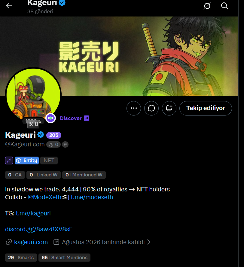 aykutzf's tweet photo. 🎯 Alpha Call @Kageuri_com 

     > 4444 Supply on @RobinhoodApp 
     > 0.0033e Mp
     > 90% Royalties to NFT holders

and First @RobinWifHat  luanchpad project https://t.co/TErpDj4Ekm