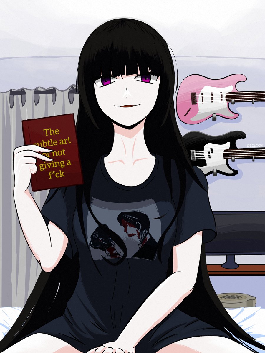 Zzedchi's tweet photo. My  first OC✨

I'm pretty happy how it turns out 😃(specially the guitar s on the background).

#OC #Illustration #digitalart #sfw #drawing https://t.co/RqjSrOjzOZ
