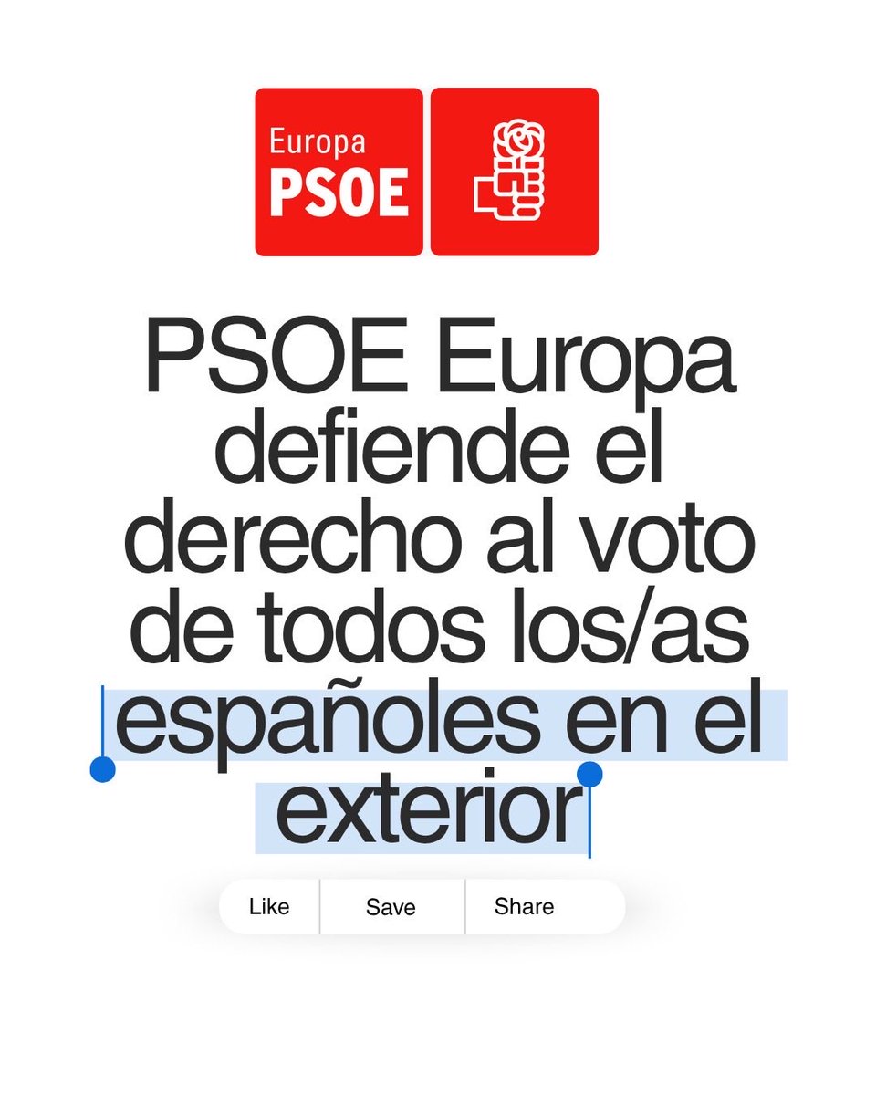 PSOEEuropa's tweet photo. Todos los españoles en el exterior deben poder votar, sin excepciones.

La nacionalidad española implica los mismos derechos democráticos para todos.

Reclamamos medidas para asegurar el ejercicio efectivo del voto exterior.

Comunicado completo aquí: https://t.co/K0TBI1Y7ZN https://t.co/67zOc8izrK