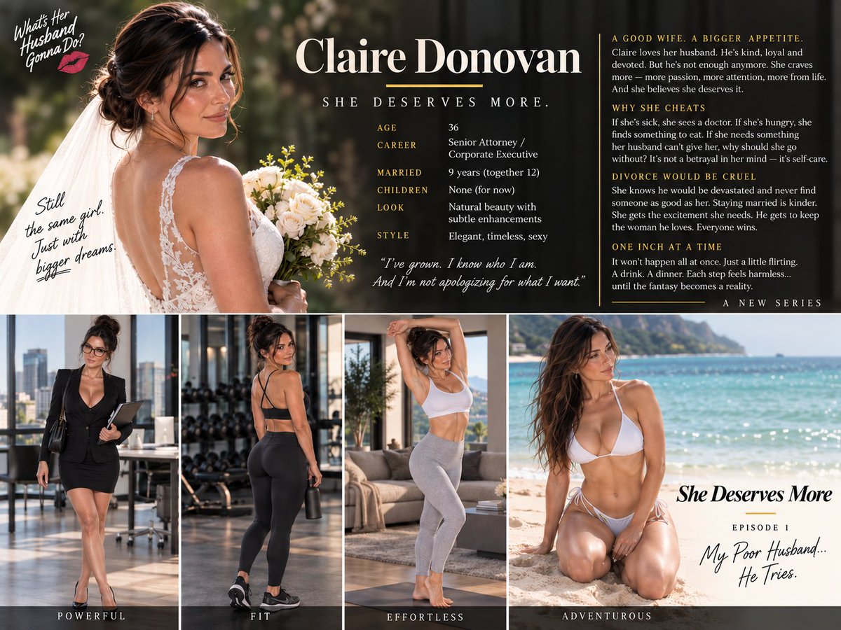 WifeMakesRules's tweet photo. Meet Claire Donovan.

She loves her husband.

He just isn’t enough. https://t.co/fWCzE1JTtk