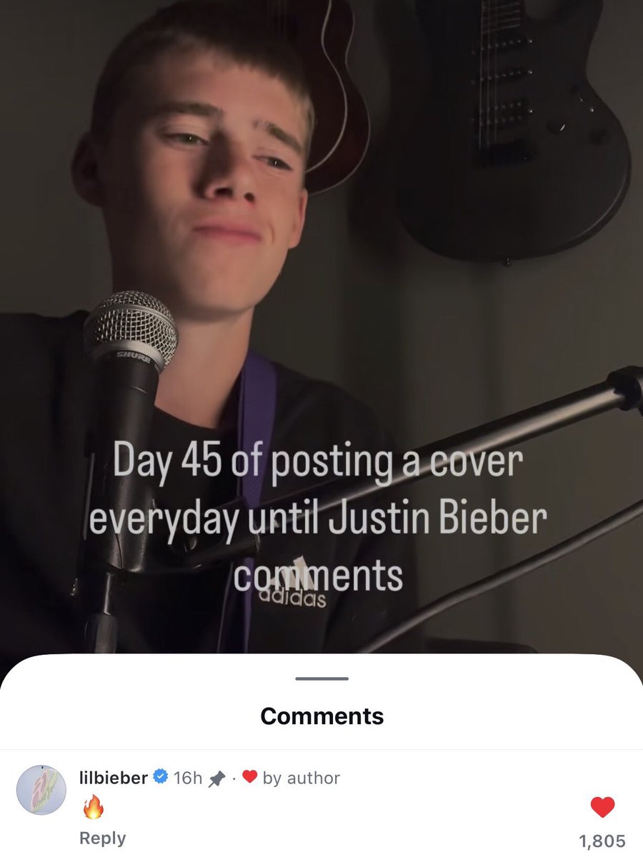 justinbiebrarg's tweet photo. Justin dejo cinco comentarios en las publicaciones de un fan después de que este realizara una serie de videos “posteando covers de Justin Bieber todos los días hasta que me comenté” https://t.co/XSfNcXrB9m
