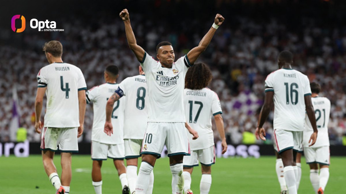 OptaJose's tweet photo. 5 - Máximos goleadores en la historia de la Liga de Campeones de la UEFA/Copa de Europa:

1⃣ Cristiano Ronaldo: 140

2⃣ Lionel Messi: 129

3⃣ Robert Lewandowski: 109

4⃣ Karim Benzema: 90

5⃣ Raúl González Blanco: 71

5⃣ KYLIAN MBAPPÉ: 71 🆕

Olimpo. https://t.co/FO8ry5rbEc
