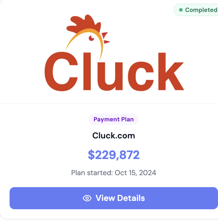 cultra's tweet photo. Really going to miss this monthly domain payment.  Almost $8K a month for the last 2 years.  It was a paycheck without having to go to work.  Received the last one, and now it's transferred. 

Hoping I can have it replaced by the end of the week 👊 https://t.co/0dPbGLPLHZ