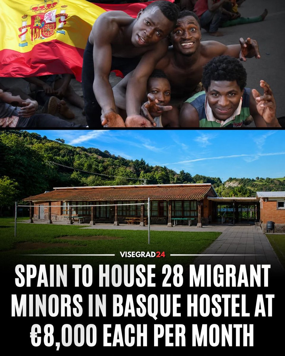 visegrad24's tweet photo. The local government of Spain's Guipúzcoa will use €889,000 in taxpayer money to house 28 unaccompanied migrant minors at the Txurruka hostel in Orio, a town in Spain’s Basque Country, for four months.

Each place costs €264.69 per day, around €7,940 per month per minor, and more than €7,400 per day for all 28 places.

Gaizka Larrañaga was formerly president of Zabalduz, the cooperative contracted to run the accommodation and care for the migrant minors, and previously headed its program for unaccompanied minors. He also served as a councilor for the left-wing Basque party EH Bildu.