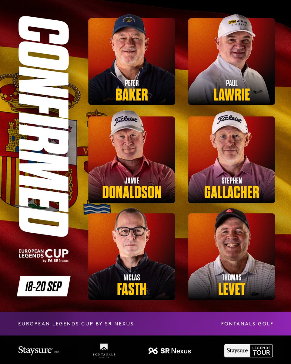 euLegendsTour's tweet photo. Ryder Cup pedigree heading to Spain 🇪🇺🏆
 
A strong group of Ryder Cup players are confirmed for the European Legends Cup by SR Nexus.
 
Register for FREE tickets via the link: https://t.co/6Il7oV50oq
 
#StaysureLegendsTour #EuropeanLegendsCup https://t.co/i8m2RqSVkF