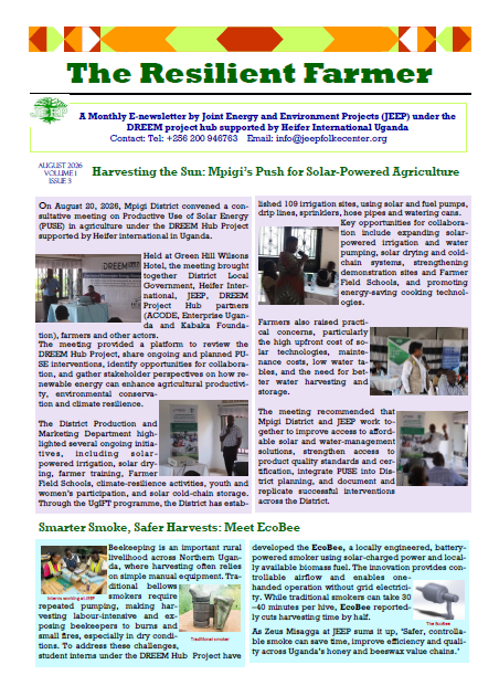 jeepenergy's tweet photo. Your copy of 'The Resilient Farmer', a monthly e-newsletter📰 prepared by @jeepenergy under the Distributed Renewable Energy Ecosystems Model (DREEM) Hub Project, supported by @Heifer_Uganda and the @MottFoundation
@NREP_Uganda @MEMD_Uganda @min_waterUg @MAAIF_Uganda
#Solar4Farming