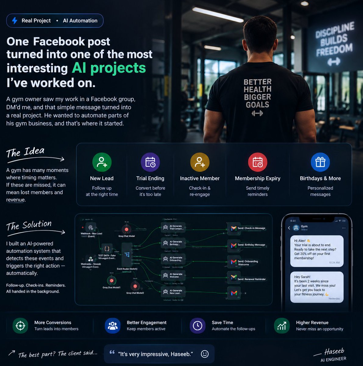 haseeb83875's tweet photo. What started with a simple DM eventually became a 7-day project where I built an AI-powered automation system to help ensure important member and lead interactions don't get missed.

The full story is in the comments 👇

#AI #ArtificialIntelligence #AIAutomation #AgenticAI https://t.co/BCRpXIvVz0