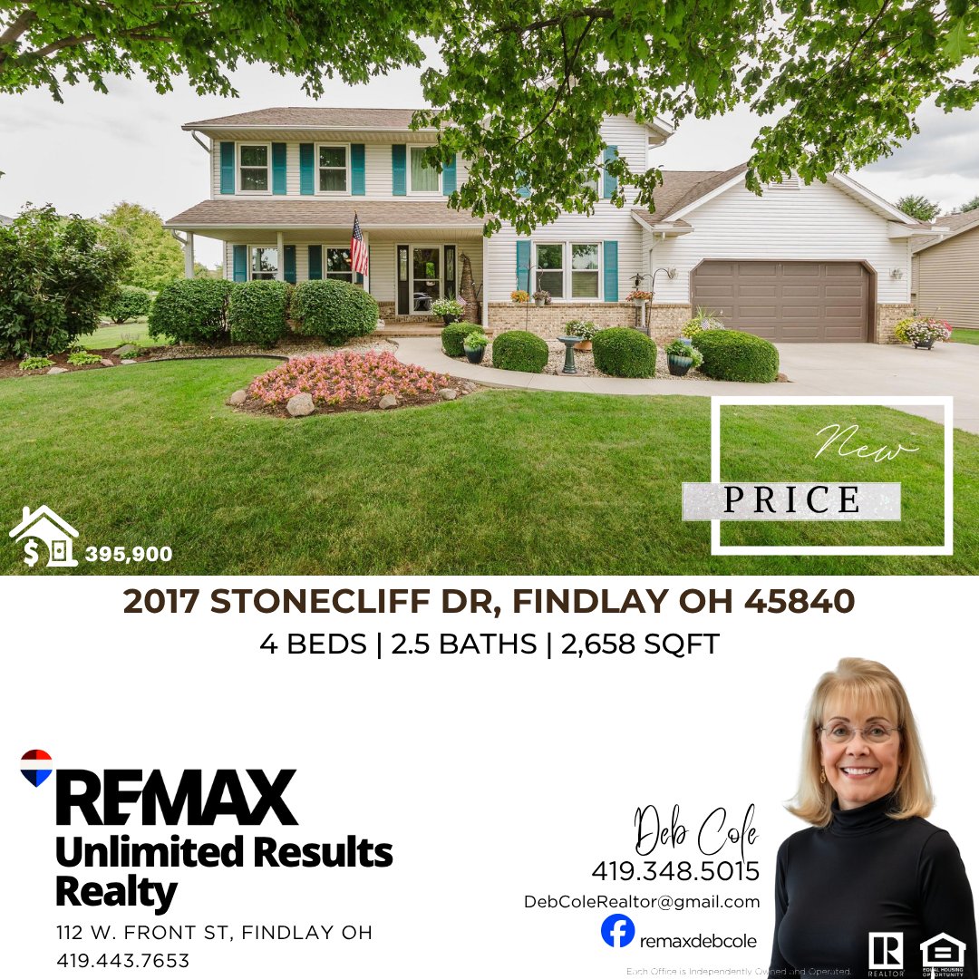 UnlimtedResults's tweet photo. ๐ก๐๐ช ๐ฃ๐ฅ๐๐๐!
2017 Stonecliff Dr, Findlay OH
๐๐ผ4 BR | ๐ฝ2.5 BA | ๐2,658 SF
๐๐ฒ๐ฏ ๐๐ผ๐น๐ฒ | ๐ฐ๐ญ๐ต.๐ฏ๐ฐ๐ด.๐ฑ๐ฌ๐ญ๐ฑ
More info, give ๐๐ฒ๐ฏ a call!
#realestate #remax #remaxagent #cmn #northwestohio #ohiorealestate #newprice https://t.co/5LkCr03d3y