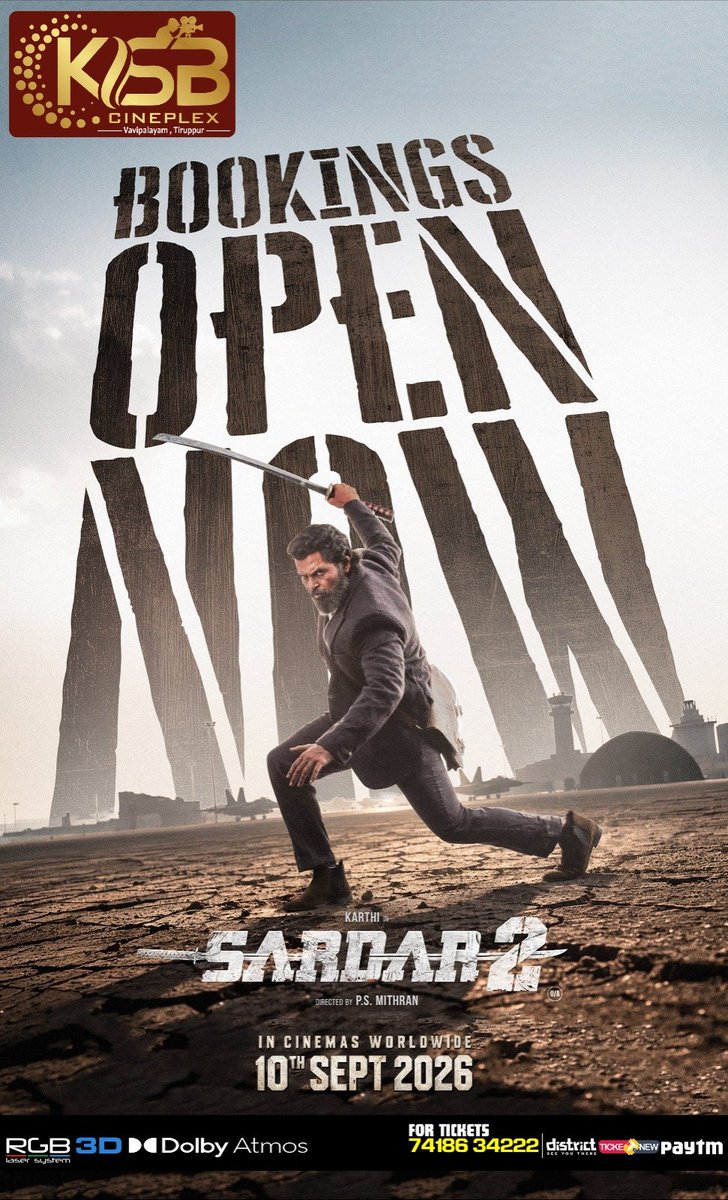 KSBCineplex_Tpr's tweet photo. This is a different breed of Hero Vs Villain 🔥

#Sardar2 ⚡️ from Sep 10th

Bookings Open now 🎟️🍿 https://t.co/YDrkM0sR8Y

@Karthi_Offl @Psmithran @iam_SJSuryah @ivyofficial2023 @SamCSmusic @rajishavijayan @MalavikaM_ @AshikaRanganath
@iYogiBabu https://t.co/FT2V213r3R