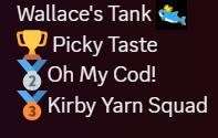 KirbyYarnSquad's tweet photo. On September 7th, 2026, The Kirby Yarn Squad swam into STSW #47 with the goal of winning. While we didn't win, we outplaced our seed by 2 and snagged our FIRST gold podium result together. Our coach was there to watch us all the way along with twitch. Next time, the squad wins. https://t.co/fF4cQ6rcPZ