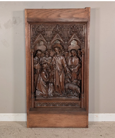 BrendanTHamtil's tweet photo. 4' Antique French Gothic Carved Oak Religious Panel Christ Giving Keys to Peter for sale! Asking for $2,875! Dimensions: 44" height x 23" width x 4.5" length. Contact us at 913-710-0025!
#christ #kansascity #church #ks #saints #holyweek #missouri #catholicfamily #kcmo #catholic https://t.co/I6xxWGXtwK