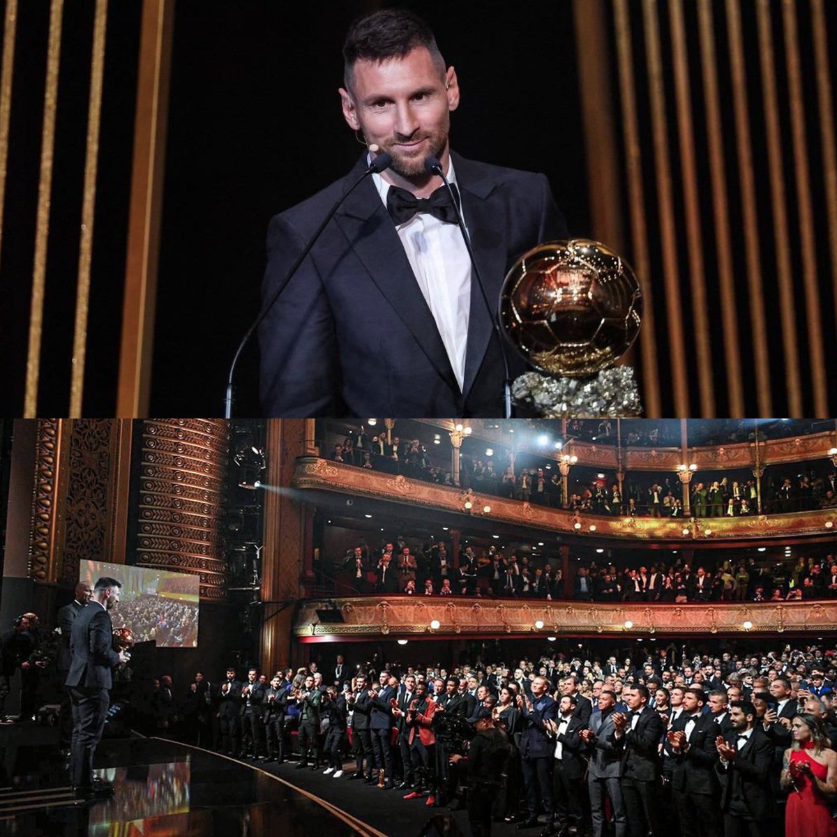 CerebrosG's tweet photo. Messi fue nominado al Balón de Oro 2026 el día de hoy por su extraordinaria Copa del Mundo.

Y es imposible olvidar su último Balón de Oro.

Todo mundo en el teatro se puso de pie a ovacionarlo.

Algo que no cualquier futbolista puede lograr. Porque con otros jugadores esto no había pasado.

Un gesto que dijo mil palabras.

Todos sabían que estaban frente al más grande de todos los tiempos.