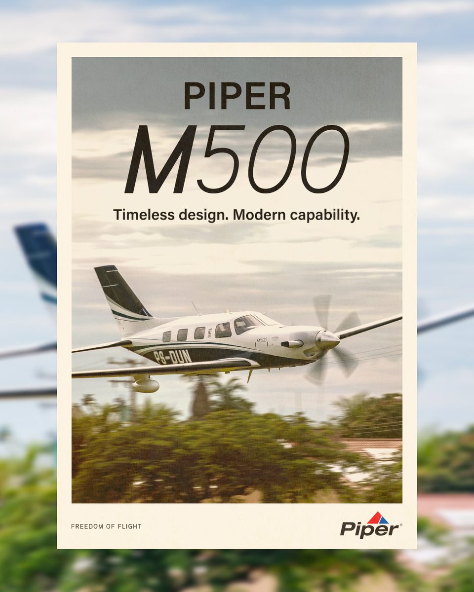 piperaircraft's tweet photo. The M500 stands the test of time. Its classic profile is paired with modern capability for pilots who want a refined way to go farther.

Discover the freedom of flight with this timeless design. Head to our site to learn more. https://t.co/6G29pIL1dk