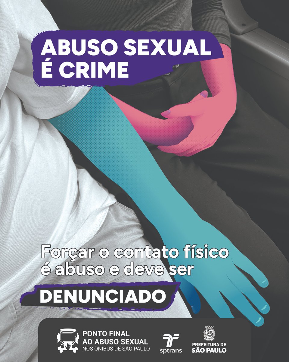 sptrans's tweet photo. 🟣🚍 A campanha Ponto Final ao Abuso Sexual orienta vítimas, testemunhas e operadores para uma rápida identificação e providências contra os abusadores. 
Participe! Saiba mais: https://t.co/JRP8Gj1dZt https://t.co/TA0HwebgmJ