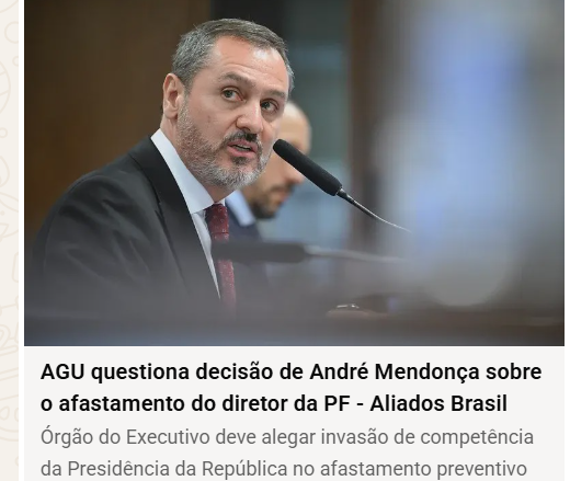 RoseCarvalhoTe1's tweet photo. Reunião de emergência convocada por agora, está ligada à crise envolvendo o STF e PF.
O ponto central é a decisão do Mendonça,q  determinou afastamento do Andrei Rodrigues PF, e do diretor de Inteligência, Leandro Almada. 
A AGU de Lula decidiu recorrer da decisão de Mendonça. https://t.co/KMrohJKID8