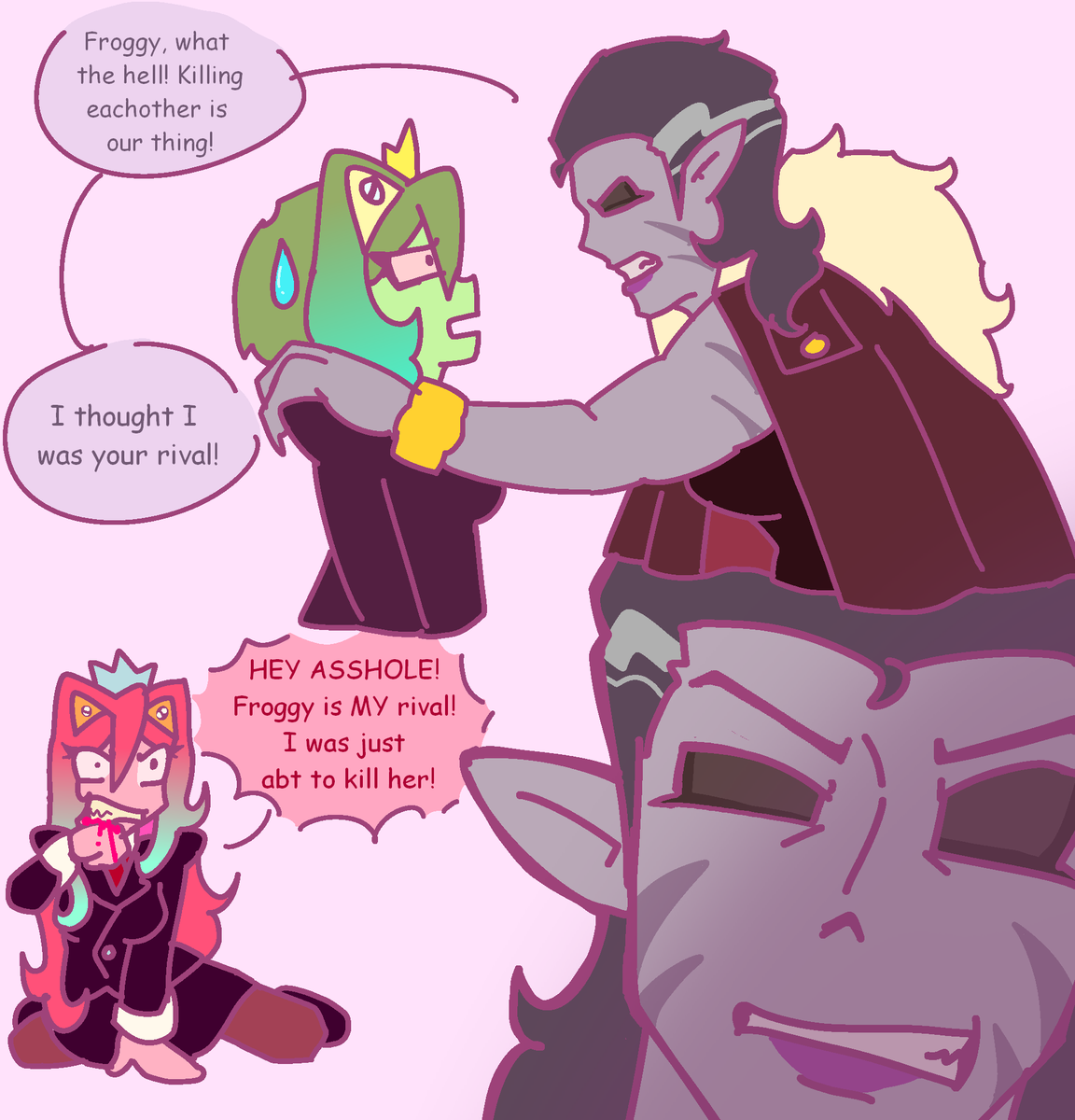 ubebaby7's tweet photo. Dude im a "Grox and Doom fight for Froggy" truther lmaoaoa
i didn't see alot of ppl draw this dynamic so I HAD to pick up the pen bruh, look at my propaganda!
#frox #doomdude #yuri https://t.co/hYqLfzR5AK