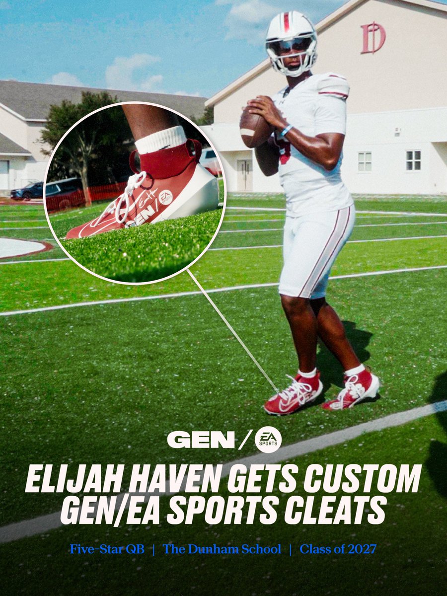 EASPORTS's tweet photo. A one-of-one look for the next GEN: Elijah Haven

Custom GEN / EA SPORTS cleats for five-star QB @elijahhaven05 as he steps into his senior season. https://t.co/gpBoIXBVoF